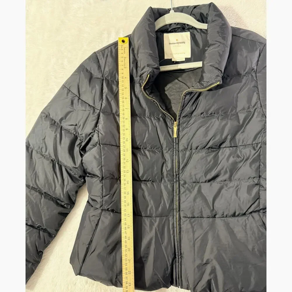 Kate Spade New York down puffer Jacket Size 14 NWOT Peplum Black Womens